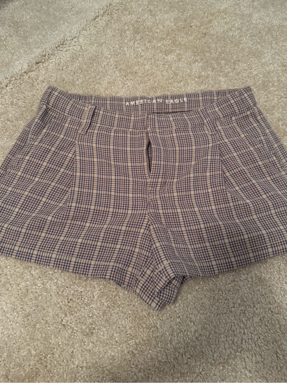 American Eagle Outfitters Plaid Shorts in Beige and Dark Brown Accents